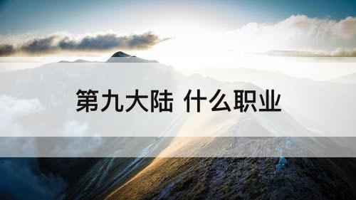 第九大陆 什么职业