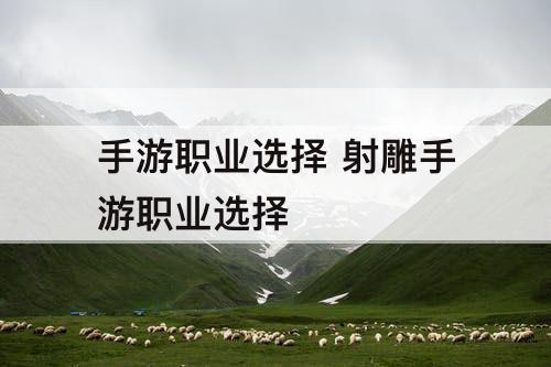 手游职业选择 射雕手游职业选择
