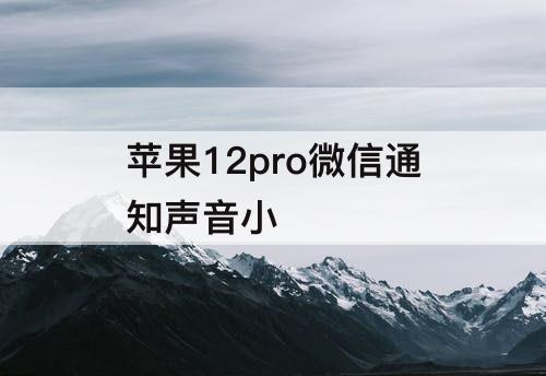 苹果12pro微信通知声音小