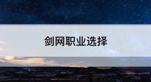 剑网职业选择