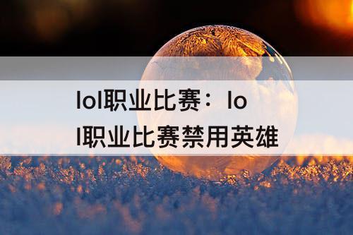 lol职业比赛：lol职业比赛禁用英雄