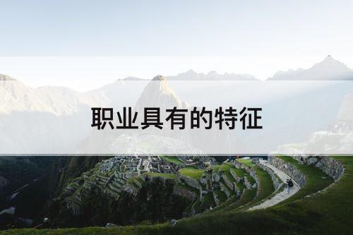 职业具有的特征
