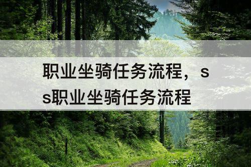 职业坐骑任务流程，ss职业坐骑任务流程