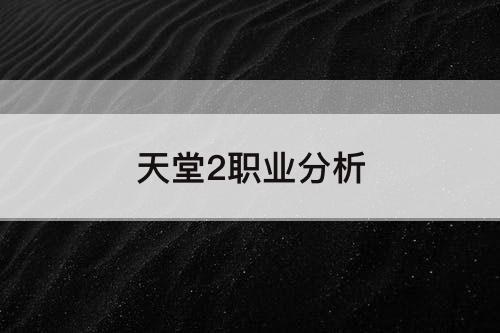 天堂2职业分析