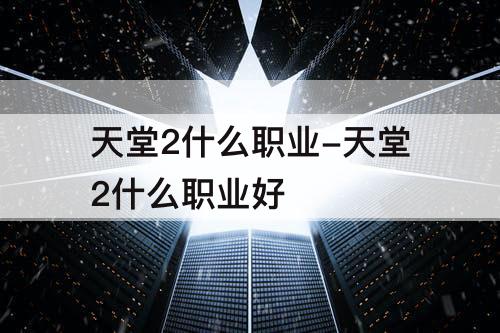 天堂2什么职业-天堂2什么职业好