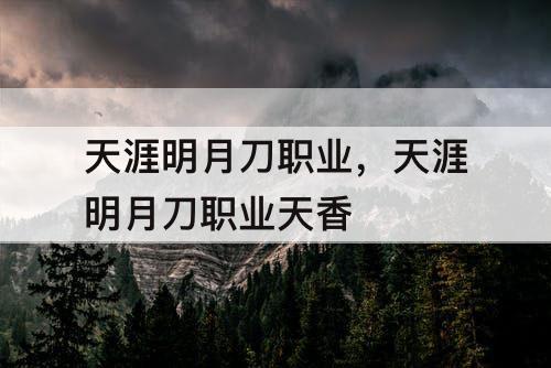 天涯明月刀职业，天涯明月刀职业天香