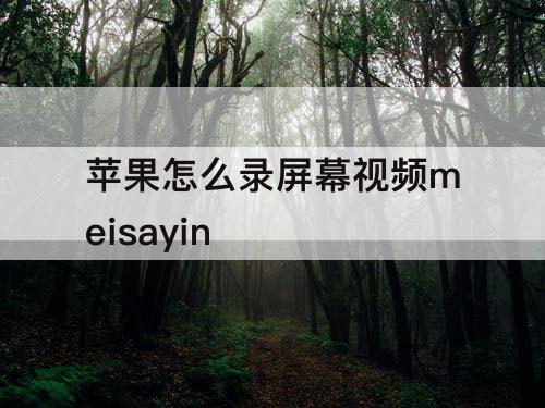 苹果怎么录屏幕视频meisayin