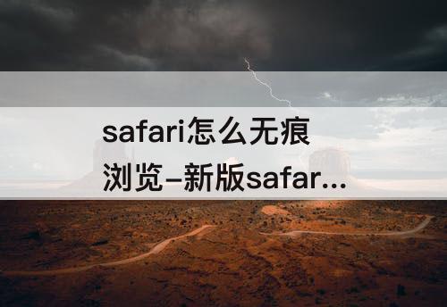 safari怎么无痕浏览-新版safari怎么无痕浏览