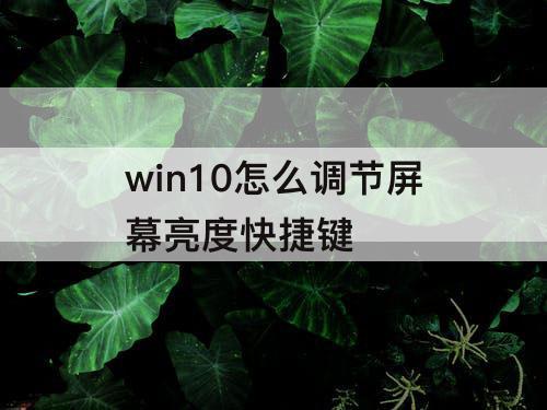 win10怎么调节屏幕亮度快捷键