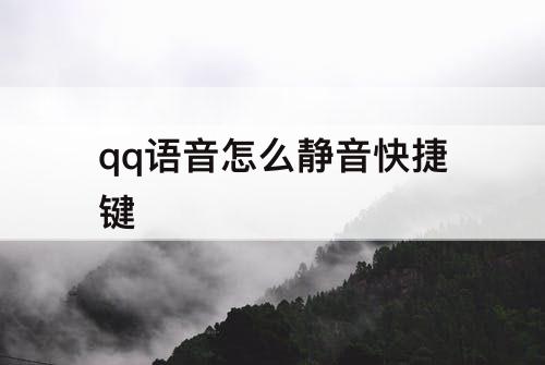 qq语音怎么静音快捷键