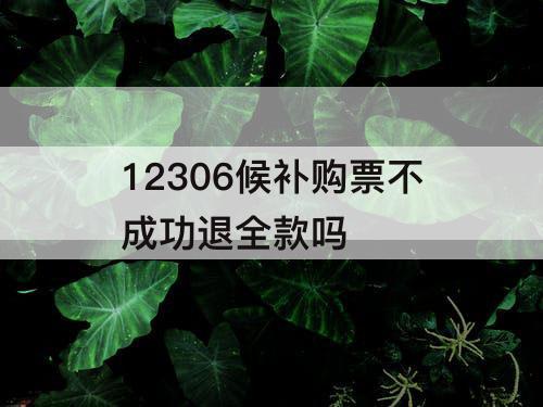 12306候补购票不成功退全款吗
