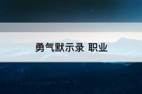 勇气默示录 职业