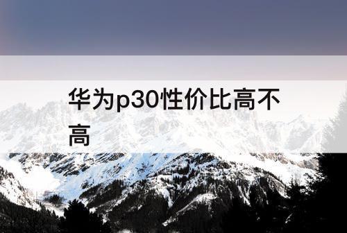 华为p30性价比高不高