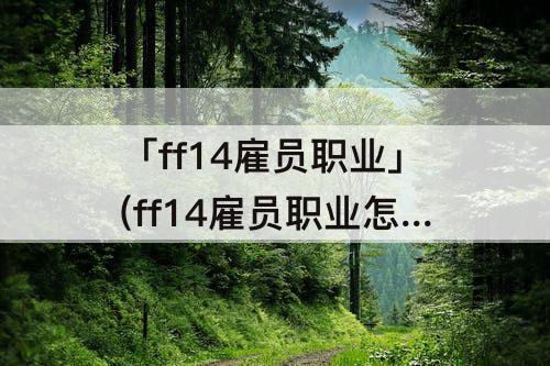 「ff14雇员职业」(ff14雇员职业怎么选生产)