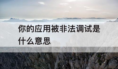 你的应用被非法调试是什么意思