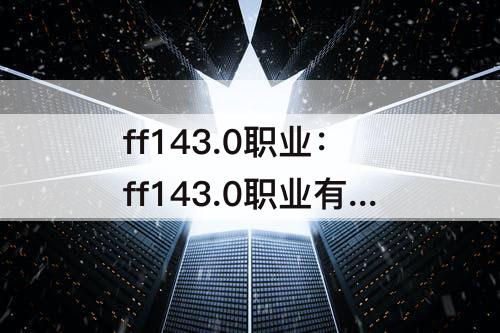 ff143.0职业：ff143.0职业有哪些