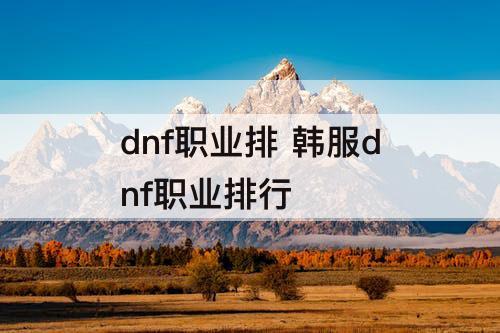 dnf职业排 韩服dnf职业排行