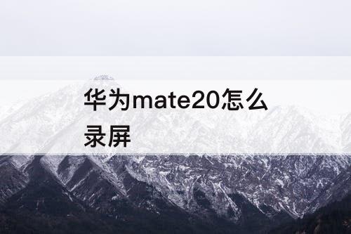 华为mate20怎么录屏