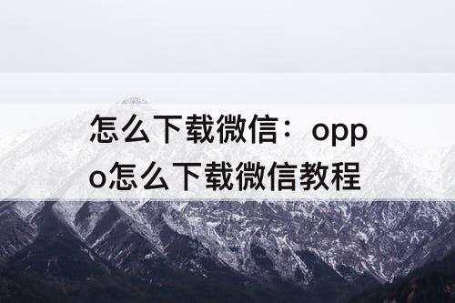 怎么下载微信：oppo怎么下载微信教程