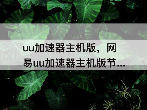 uu加速器主机版，网易uu加速器主机版节点