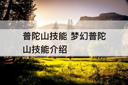 普陀山技能 梦幻普陀山技能介绍