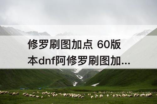 修罗刷图加点 60版本dnf阿修罗刷图加点