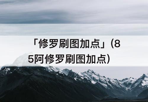 「修罗刷图加点」(85阿修罗刷图加点)