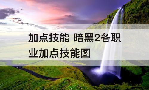 加点技能 暗黑2各职业加点技能图