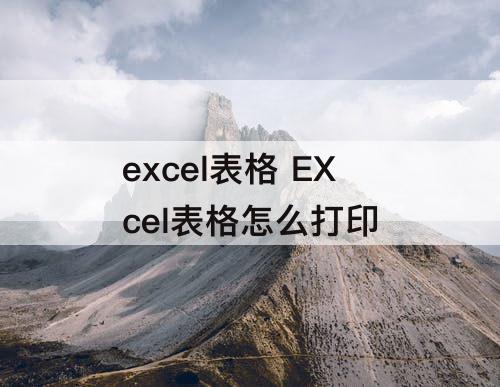 excel表格 EXcel表格怎么打印