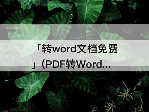 「转word文档免费」(PDF转Word文档免费)