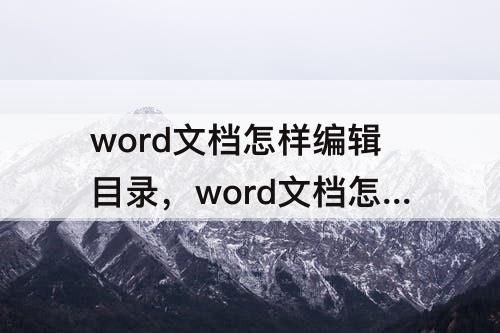 word文档怎样编辑目录，word文档怎样编辑目录格式