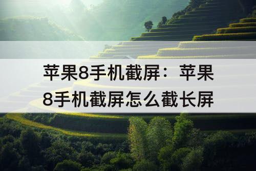 苹果8手机截屏：苹果8手机截屏怎么截长屏