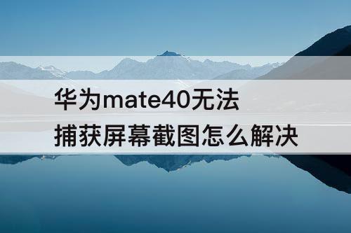 华为mate40无法捕获屏幕截图怎么解决