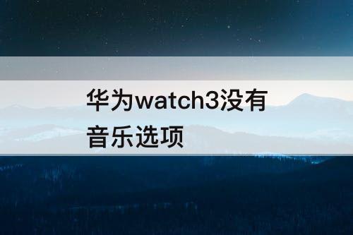 华为watch3没有音乐选项