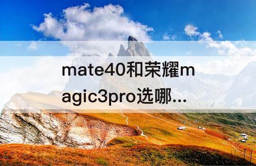 mate40和荣耀magic3pro选哪个