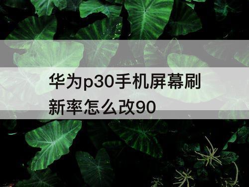 华为p30手机屏幕刷新率怎么改90