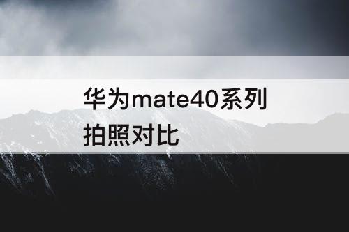 华为mate40系列拍照对比