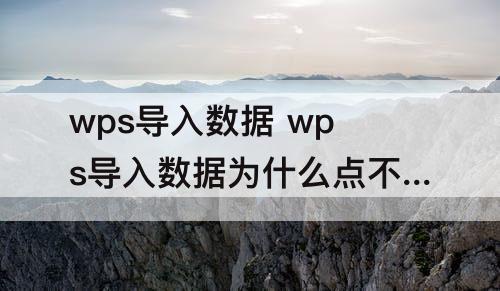 wps導(dǎo)入數(shù)據(jù) wps導(dǎo)入數(shù)據(jù)為什么點(diǎn)不了